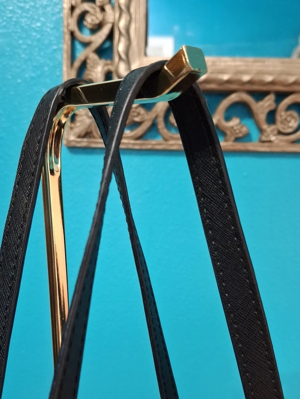 Michael Kors Jet Set Black Tote with Gold Accent Charm